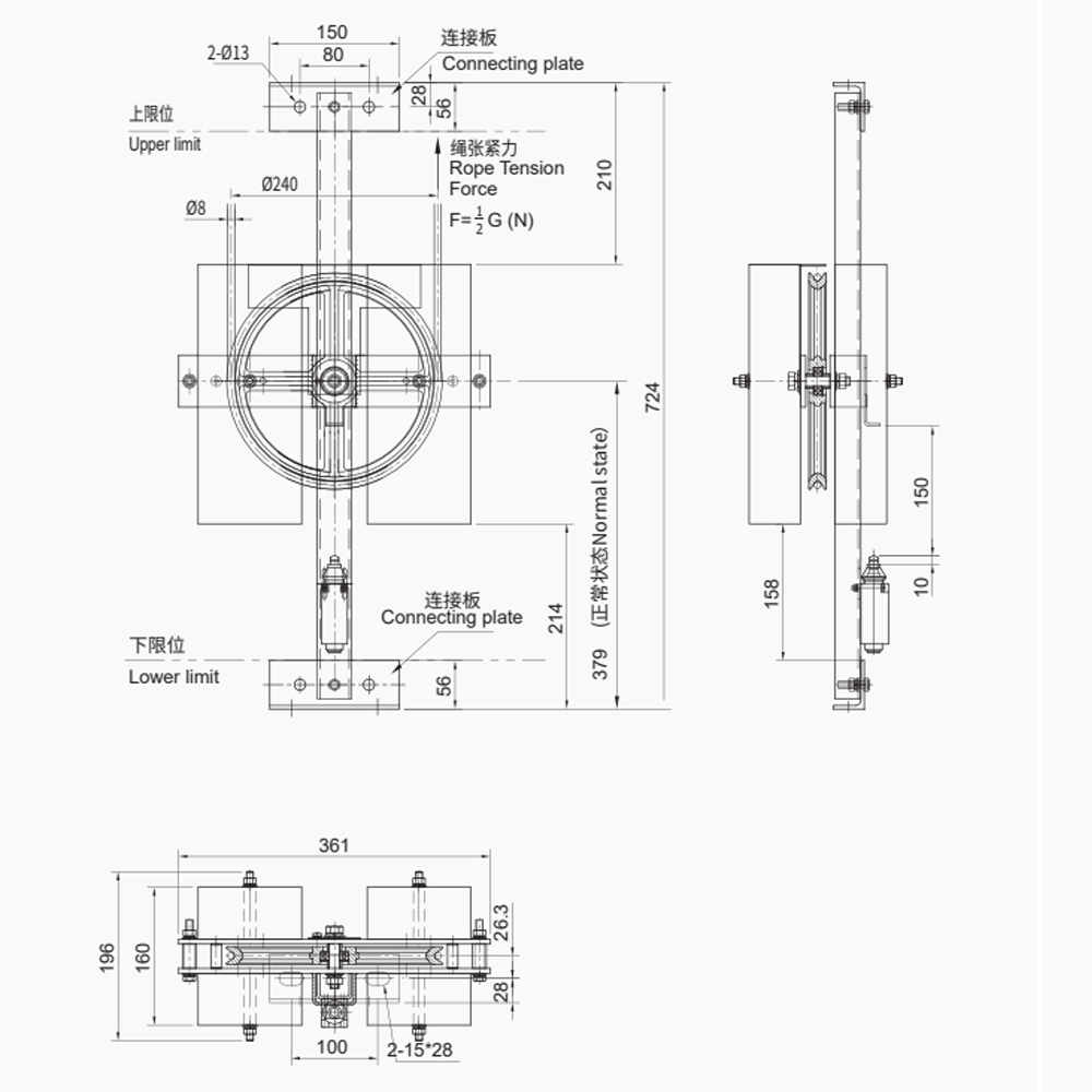 LTD06 Dispositivo tensor de elevación Piezas de seguridad del ascensor